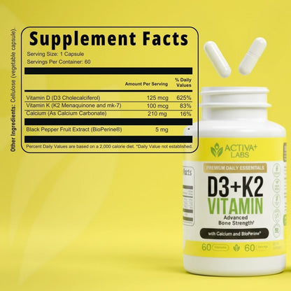 Complete Bone Trio – Vitamins D3 + K2  with Calcium